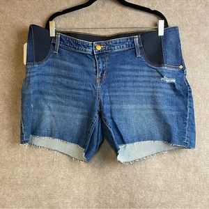 Isabel Maternity Denim Jean Shorts Expandable Sides Medium Wash 14 Large